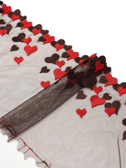 Кружево, вышивка на сетке цвет шоколад с красным неэластичная ширина 17,5 см (только одна сторона)