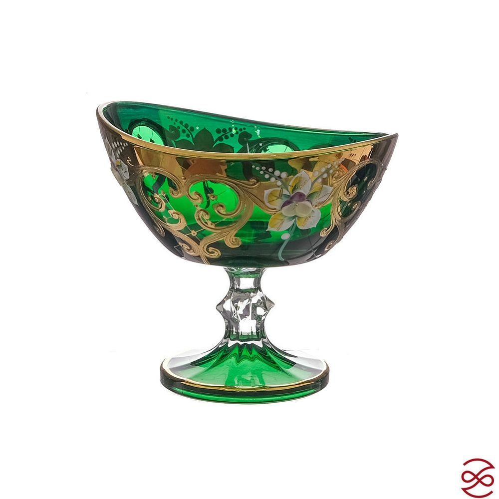 Конфетница на ножке зеленая AS Crystal 16 см (1шт)