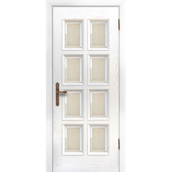Межкомнатная дверь шпонированная Дворецкий Финестра ясень карамельный остеклённая