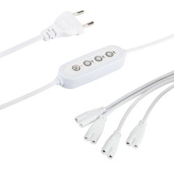 Разветвитель сетевой для линейных светильников ЭРА 4х IEC C7 2pin+timer на 4 точки с таймером 4, 8, 12H 2 м | Аксессуары для фито светильников