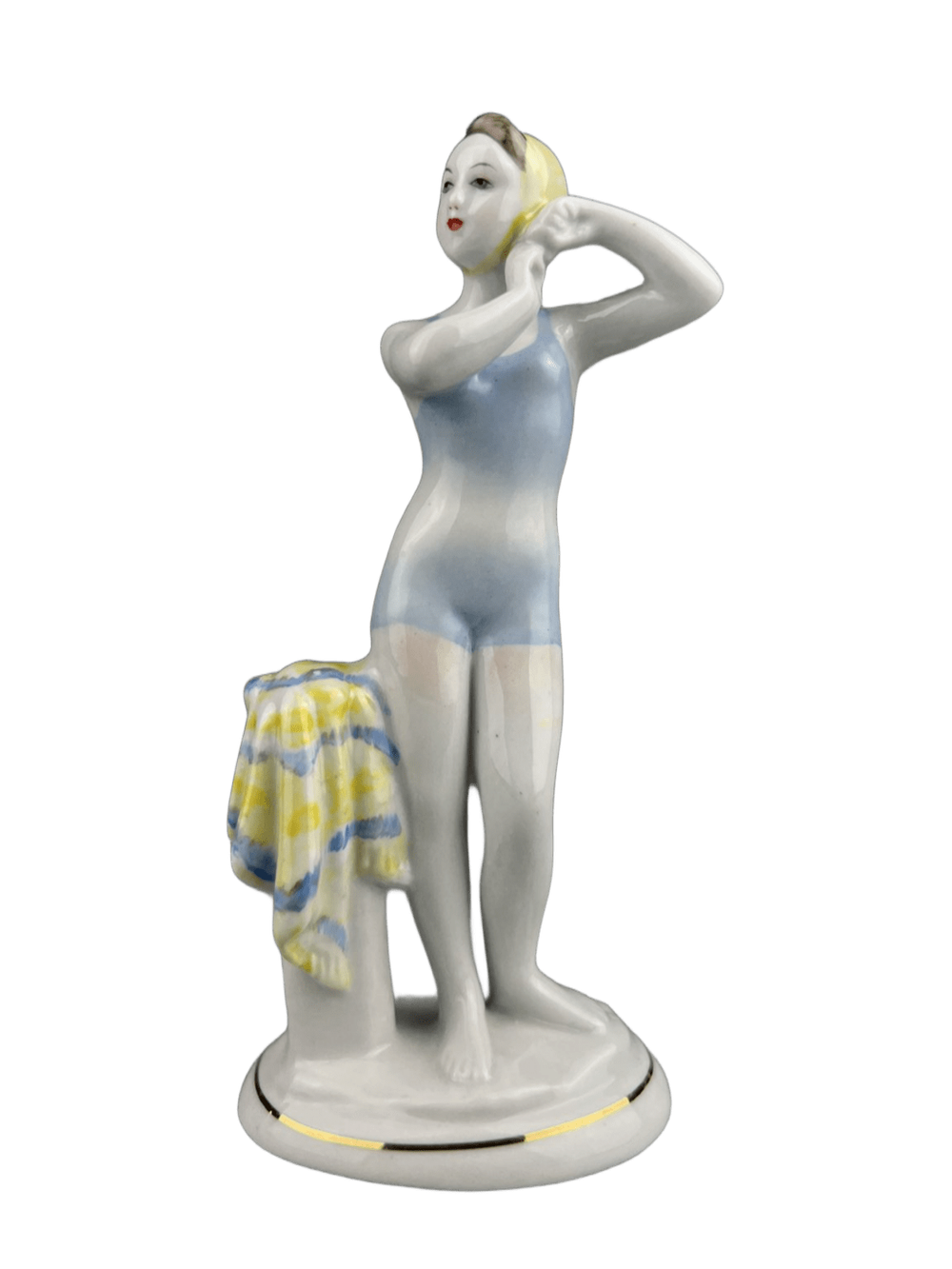 &&& Фарфоровая статуэтка "Юная купальщица" (ЛФЗ) 1950 - 1960 гг.
