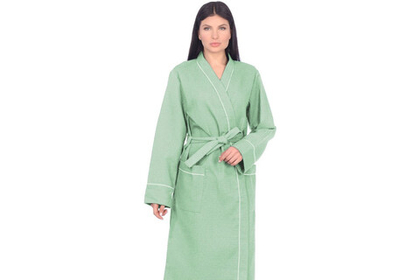 Халат вафельный Home One с кантом фисташка 48