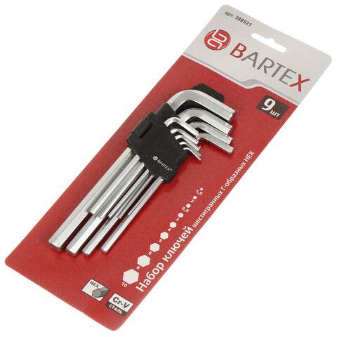 Ключ шестигран, 9 пр, Bartex, Г-образный, HEX, AI-2904001, шт