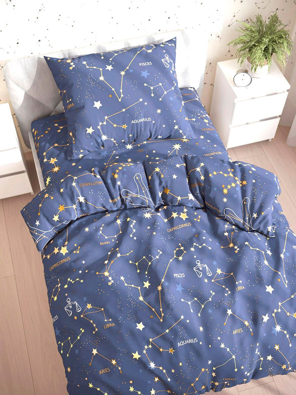 Простынь на резинке "Constellation" 120х200 см Сказка сатин