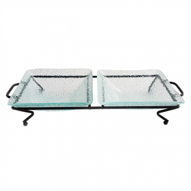 Блюдо для выкладки стеклянное с металлическим основанием 34*15*6.5 см P.L.