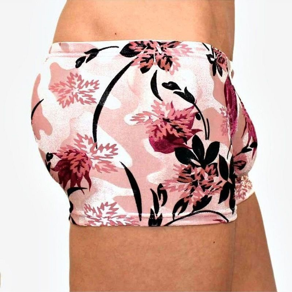 Мужские трусы-хипсы с крупным цветочным принтом (Размер: M) (Цвет: бежевый)