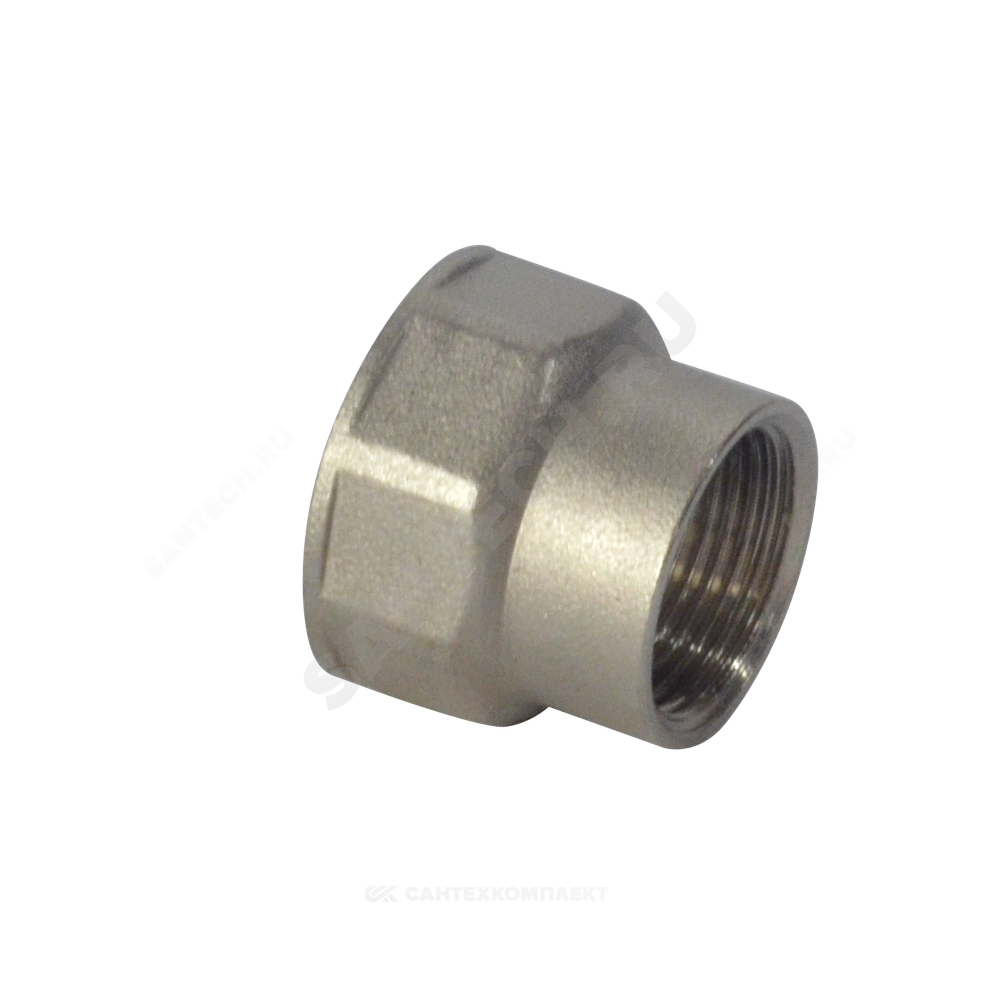 Муфта латунь никель переходная Ду 32х15 (1 1/4"х1/2") ВР/ВР RTP (РосТурПласт) 25174