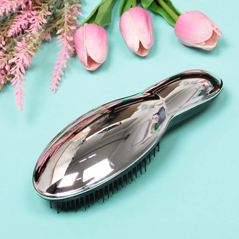 Расческа массажная компактная «Beauty Bar», цвет серебро, в коробке, 20*7см