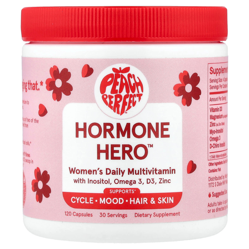 Peach Perfect, Hormone Hero™, ежедневные мультивитамины для женщин, 120 капсул
