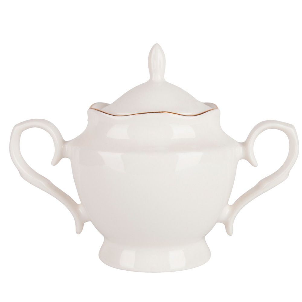 Сахарница " " v=450мл с золотой окантовкой (фарфор) (подарочная упаковка)