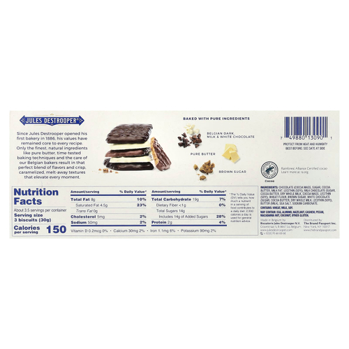Jules Destrooper, Ассорти из бельгийского тонкого шоколада, 100 г (3,5 унции)