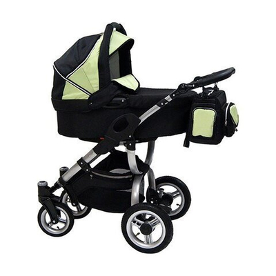 Детская коляска Reindeer City Cruise 3 в 1 с конвертом (черный/зеленый)