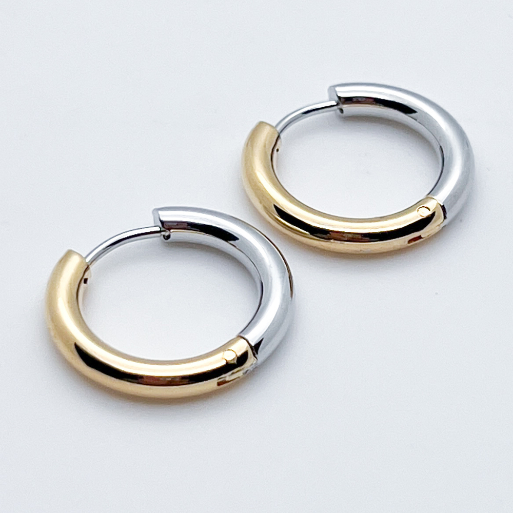 Швензы Конго, родиевое покрытие и позолота (биколор), размер 20*3 мм, цена за пару