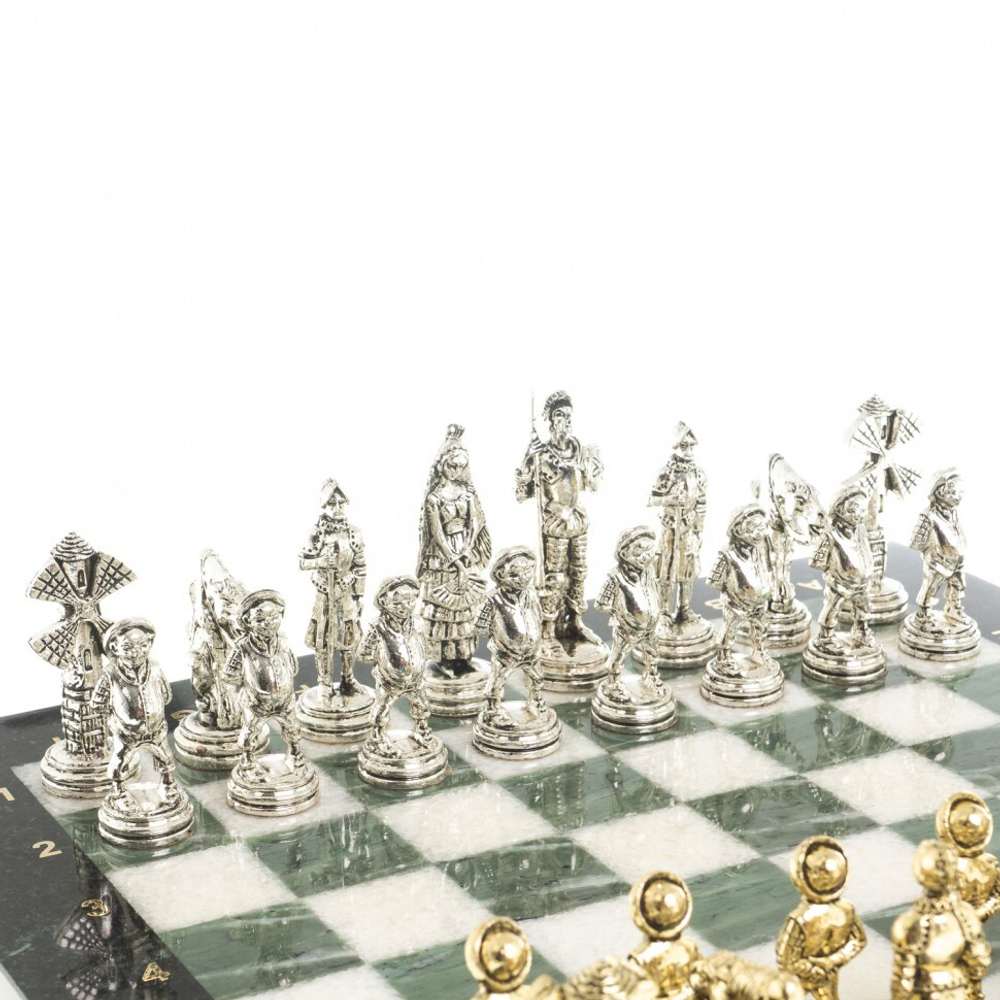 Шахматы "Дон Кихот" доска 40х40 см офиокальцит мрамор G 122649