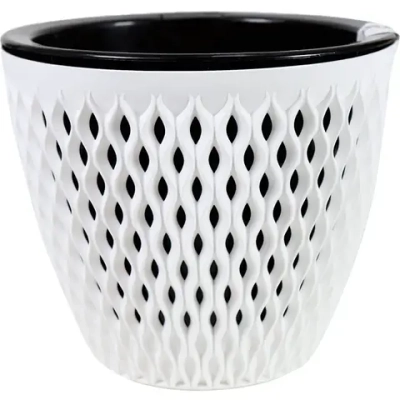 Кашпо для цветов пластиковое 3л d-17,1см «Версаль» Белый/Чёрный