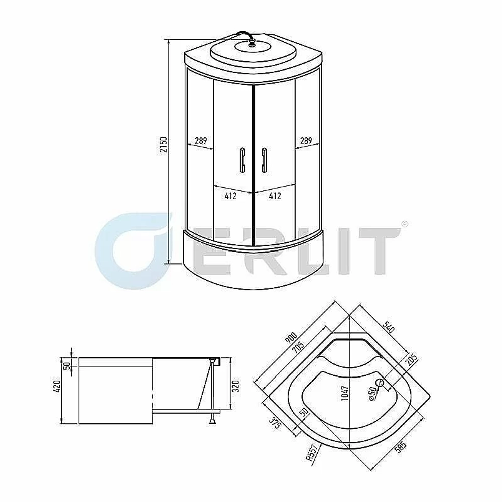 Душевая кабина Erlit Comfrot ER3509TP-C3-RUS 90x90 матовое стекло