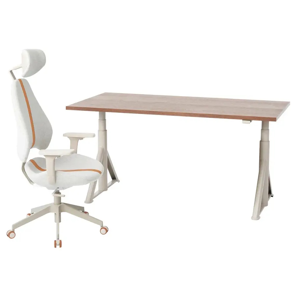 Стол и стул - IKEA IDÅSEN/GRUPPSPEL, ИДОСЕН/ГРУППСПЕЛ ИКЕА, 160х80 см, коричневый/белый