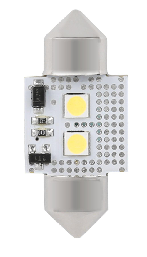 Лампа светодиодная 12V 5W салонный 36 мм супербелый 2 SMD с обманкой 2 шт. блистер Маяк