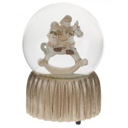 GAEM Фигурка декор в стекл шаре "Дед Мороз на лошадке" (муз с ключ), D 9 см, L9,5 W9,5 H14 см