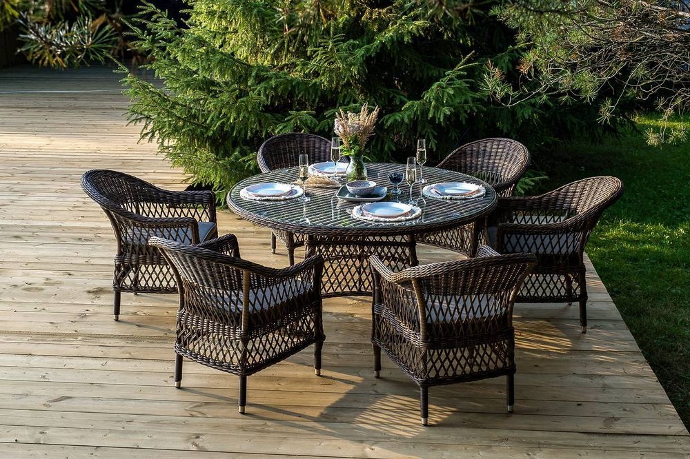 "Эспрессо-150 S" обеденная группа плетеная, цвет коричневый