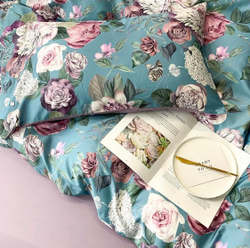 Комплект постельного белья ZEPHYR HOME ЕВРО пг. Мако-Сатин,Египетский хлопок Голубой