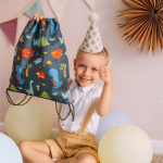 Мешок в садик 33х40, Динозавры принт (синий)