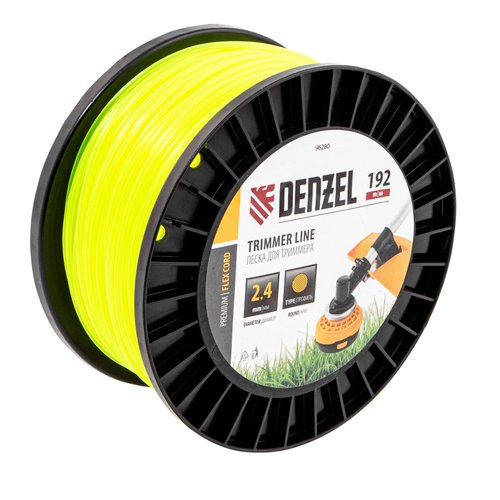 Леска для триммера круглая, 2,4мм х 192м, на DIN катушке FLEX CORD Denzel