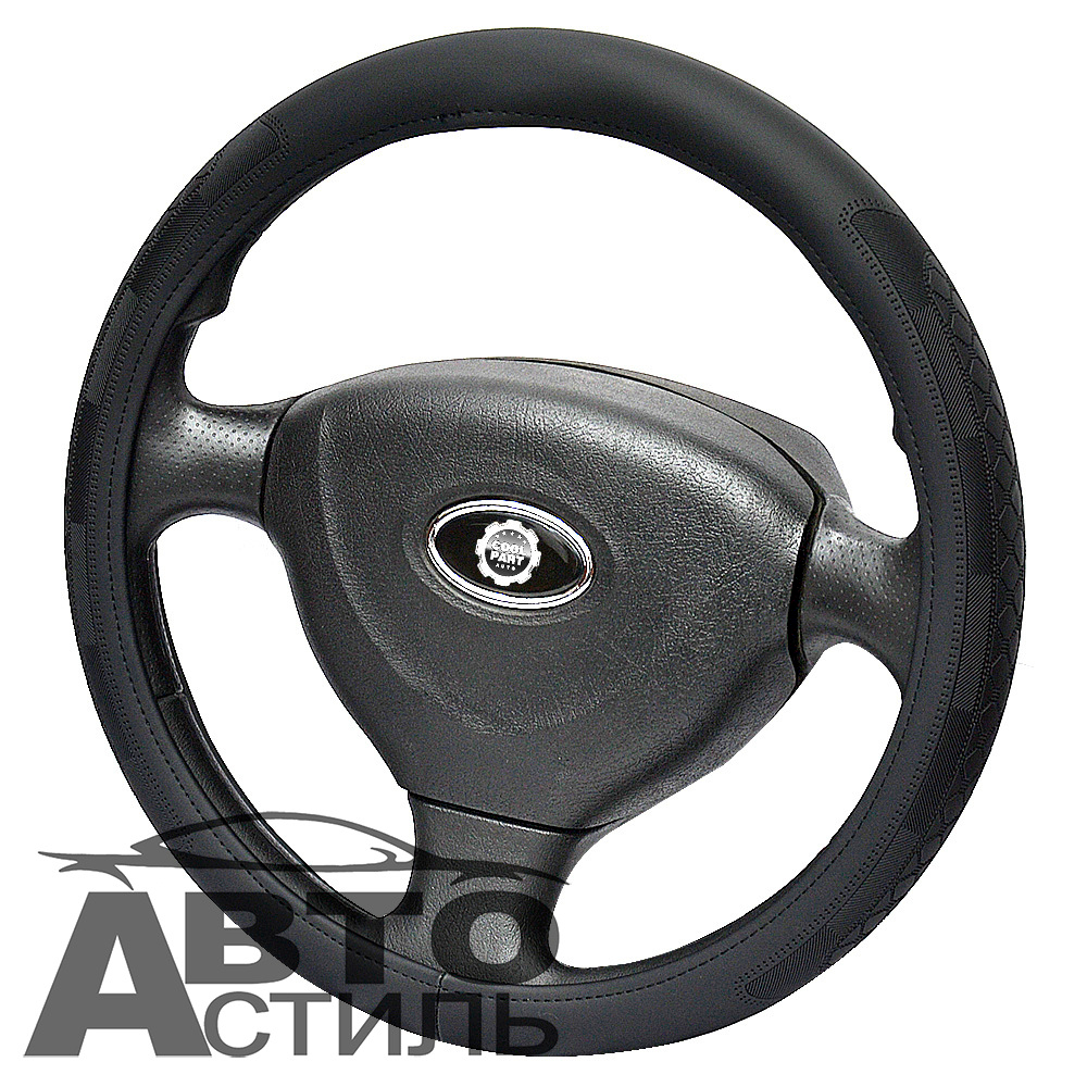 Оплетка на руль круглая Coolpart MAXIMAL (38*38) к/з черный JJ-69-BL