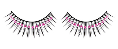 Черные ресницы со стразами Glitter (Цвет: черный с розовым)
