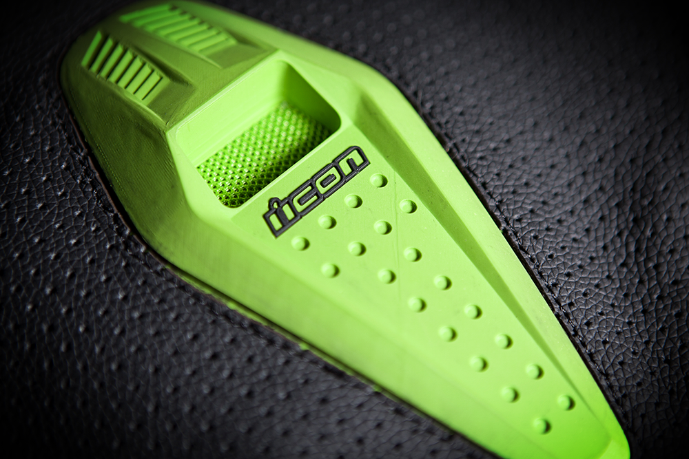 Мотокуртка - ICON SANCTUARY (кожа, черно-зеленая)