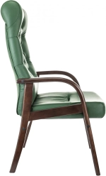 Кресло Бюрократ T-9928WALNUT-CF зеленый кожа на ножках дерево