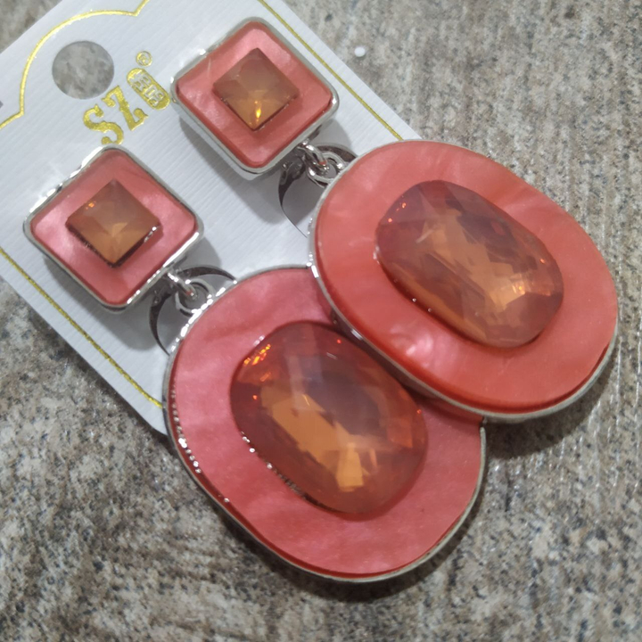 Клипсы Сияние Кристалл квадрат овал цвет красный металл серебристый