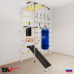 Шведская стенка Sv Sport 56420 (Турник рукоход/Брусья/Стойка/Скамья/Канат/Кольца/Цепь/Мешок 22кг/Канатный лаз)