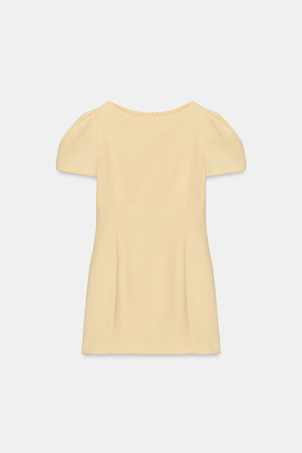 ZARA КОРОТКОЕ ПЛАТЬЕ СО СКЛАДКАМИ И КАРМАНАМИ, ПАСТЕЛЬНО-ЖЕЛТЫЙ