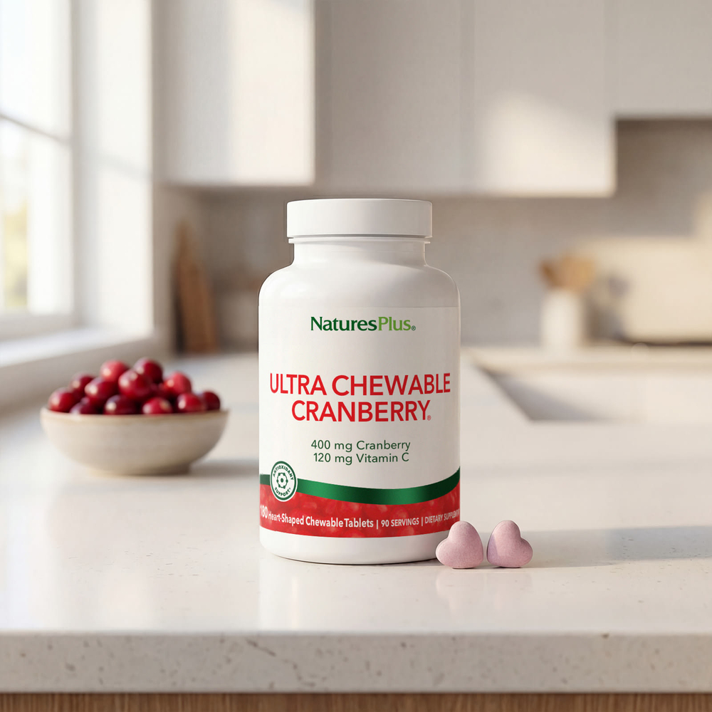 NaturesPlus, Ultra Chewable Cranberry®, 180 жевательных таблеток в форме сердца