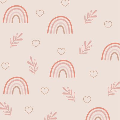 Радуги и сердечки. Постельные тона.