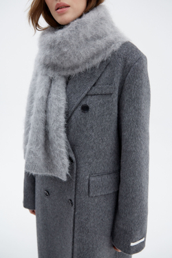 Пальто двубортное из шерсти мериноса и кролика графит