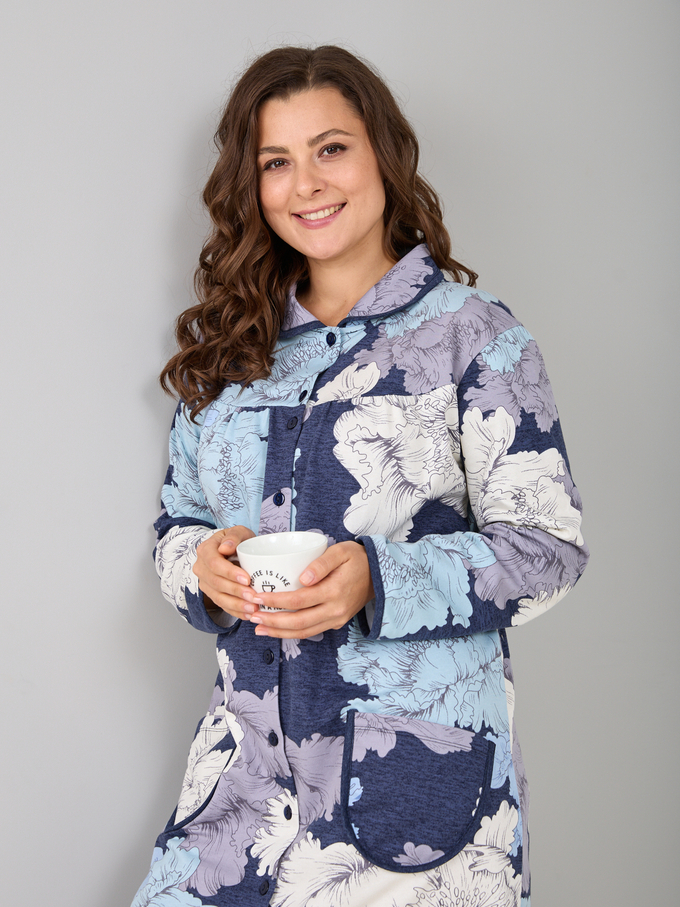 Халат Х-138/синиймеланж-цветок