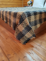 Плед для кровати и дивана в клетку 150 х 210 см, коричневый