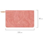 Еженедельник датированный 2025 МАЛЫЙ ФОРМАТ 95х155 мм А6, BRAUBERG "Foliage", под кожу, розовый, 115989
