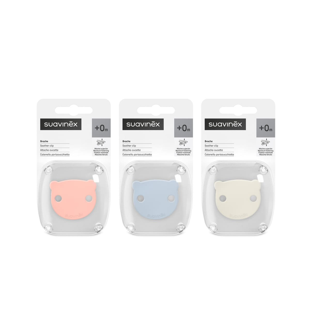 Клипса с цепочкой для пустышки Suavinex Bear Wild розовая