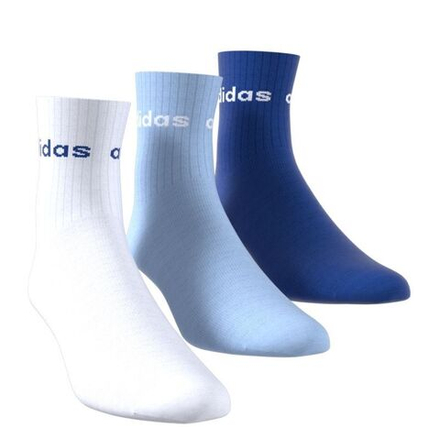 Теннисные носки Adidas Linear Kids Crew 3P - white/royal blue/glow blue