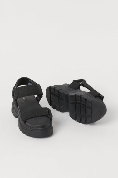 Qadın üçün qalın dabanlı qara sandal H&amp;M