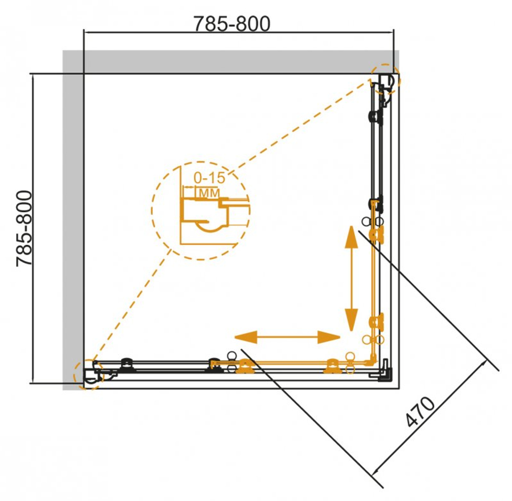 Душевой уголок Cezares GIUBILEO-A-2-80-SCORREVOLE-CP-Cr