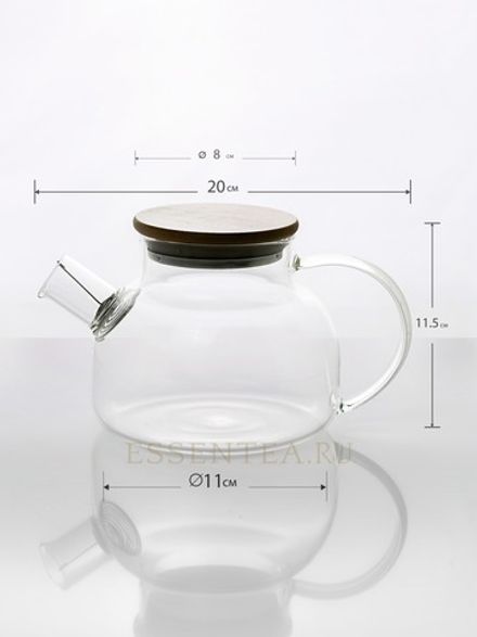 Чайник стеклянный с бамбуковой крышкой 800 мл