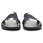 Hermes Oran denim open-toed one-word fashion sandals women's blue, H211242Z 49