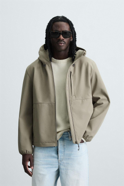 ZARA КУРТКА ИЗ ВЫСОКОТЕХНОЛОГИЧНОЙ ТКАНИ С ФЛИСОВОЙ ОТДЕЛКОЙ, СВЕТЛЫЙ ХАКИ