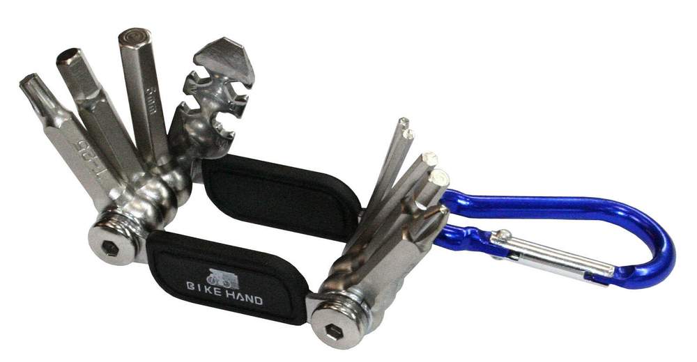 Ключи-шестигранники в ноже, с карабином+ключ-звездочка+спицевые ключи 3.2/3.3/3.5мм+ крестовая отвёр