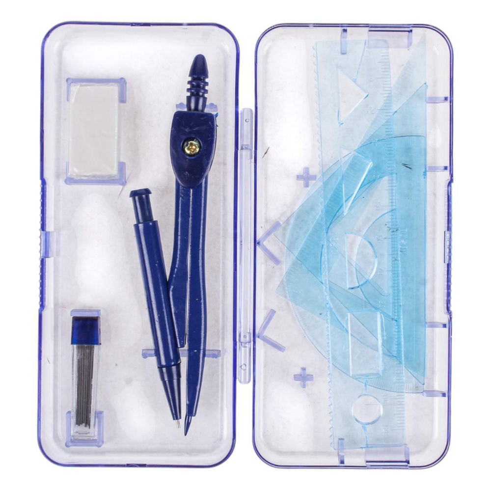 Готовальня 7 предм. цирк-автом, стержни,ластик,4 лин,пласт.футляр