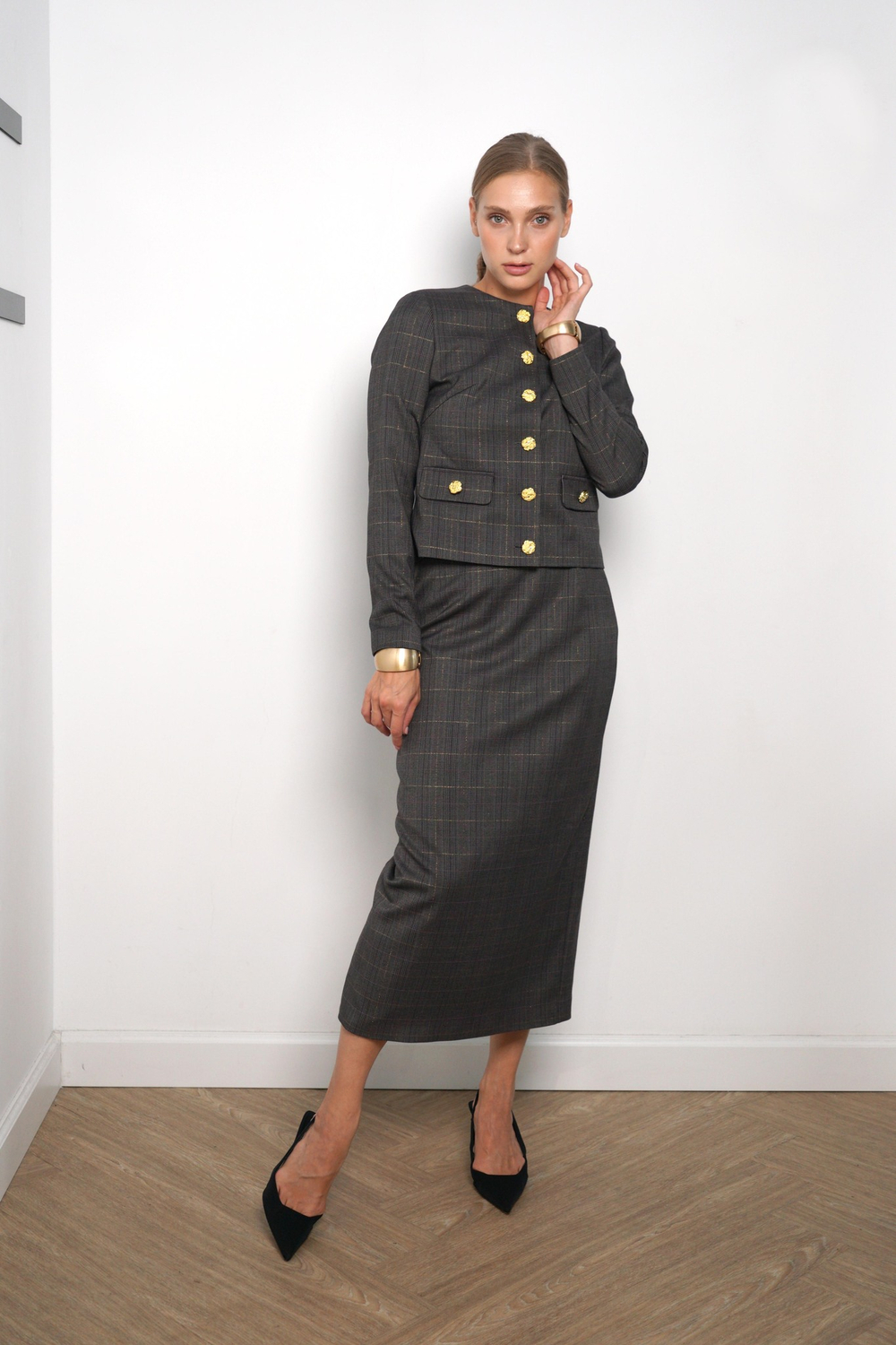 Жакет «Богачка» в золотую клетку